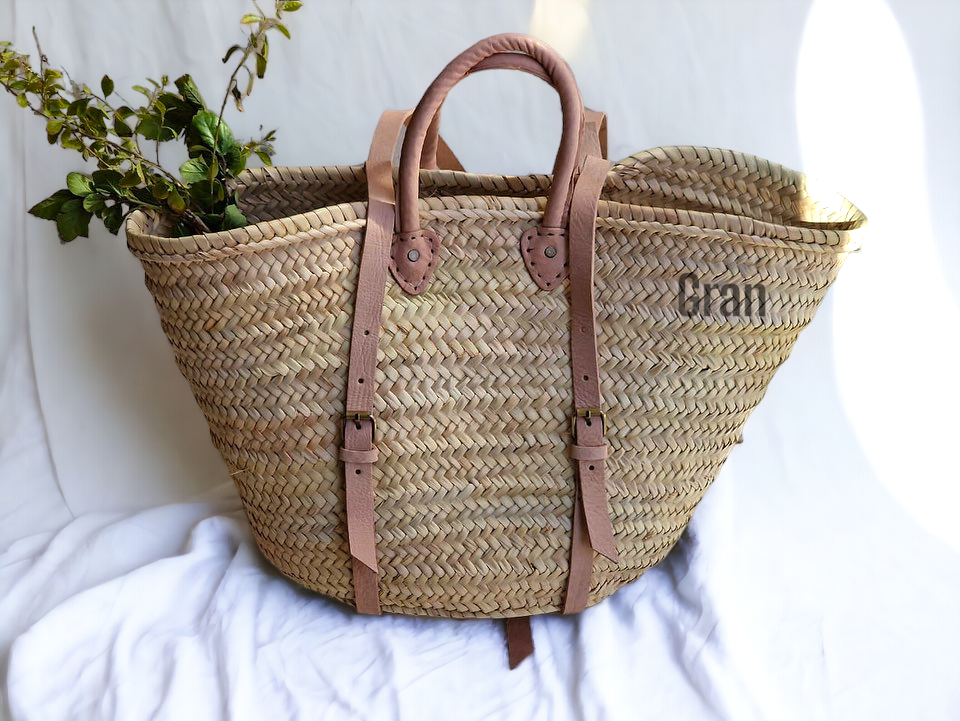 French Market Backpack | Leather + Moroccan Straw