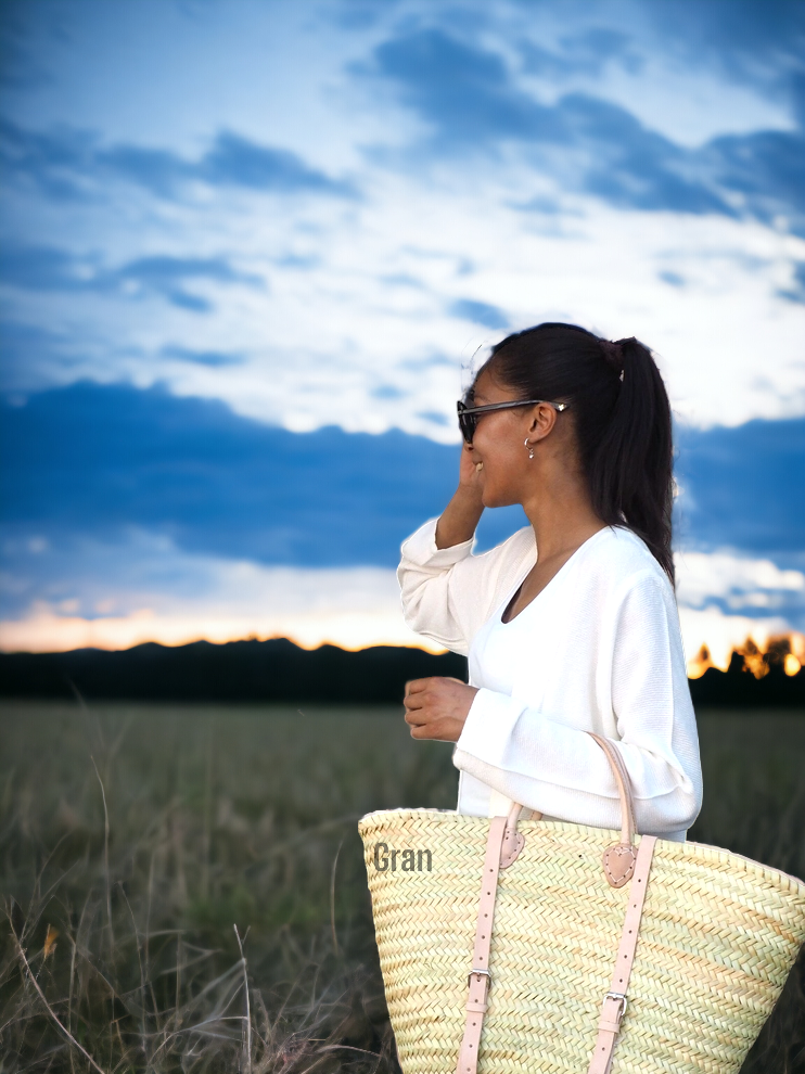 French Market Backpack | Leather + Moroccan Straw