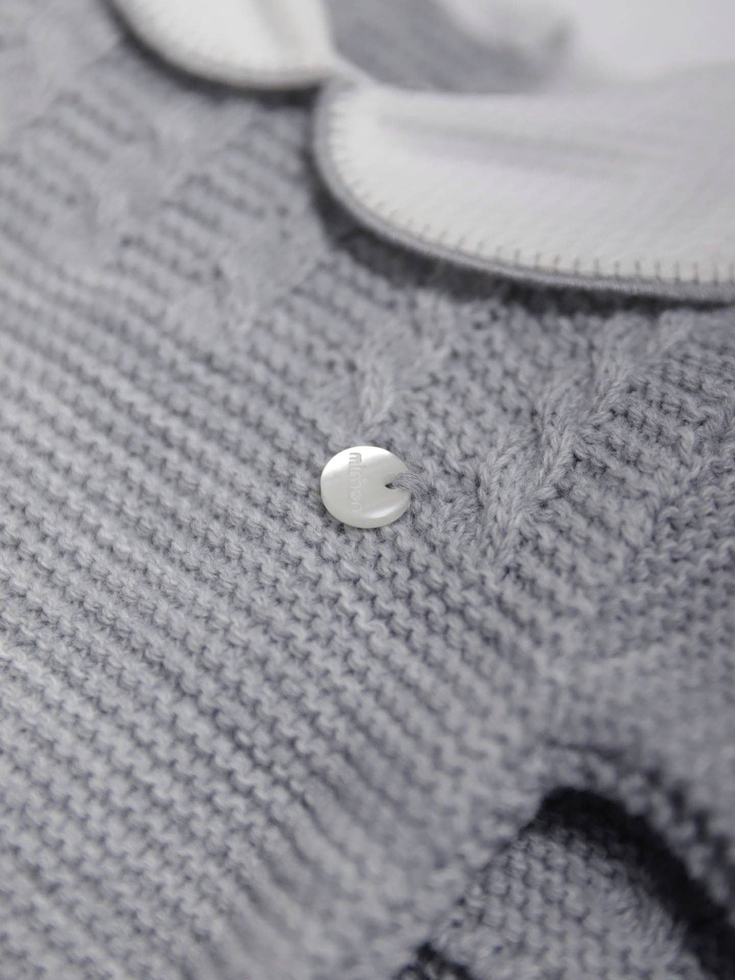 Round Collar Knit Romper | Gray