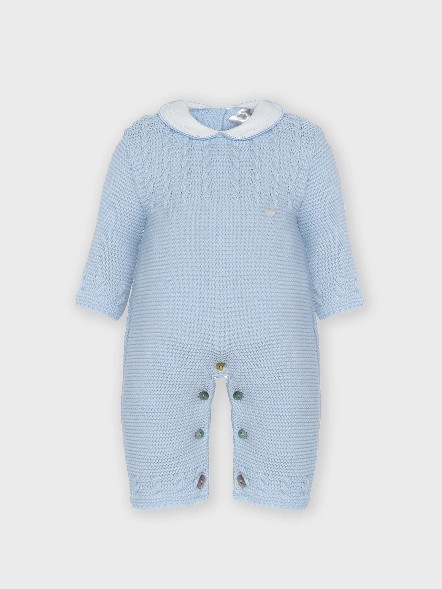 Round Collar Knit Romper | Gray