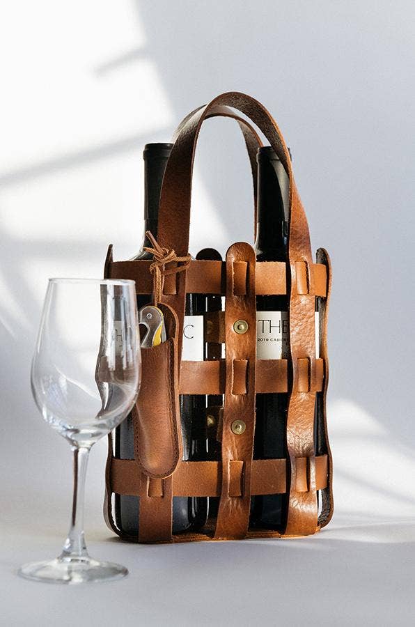 Bougie Leather Wine Tote