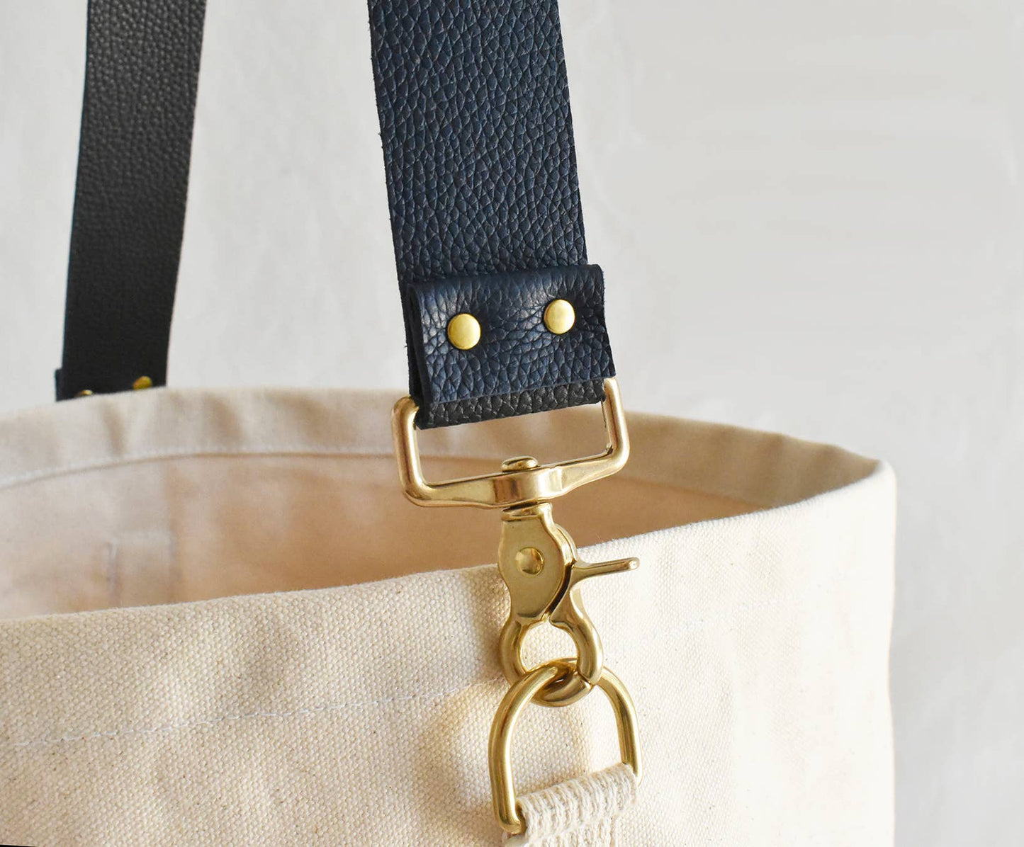 Tote Bag | Navy & Black Leather Strap