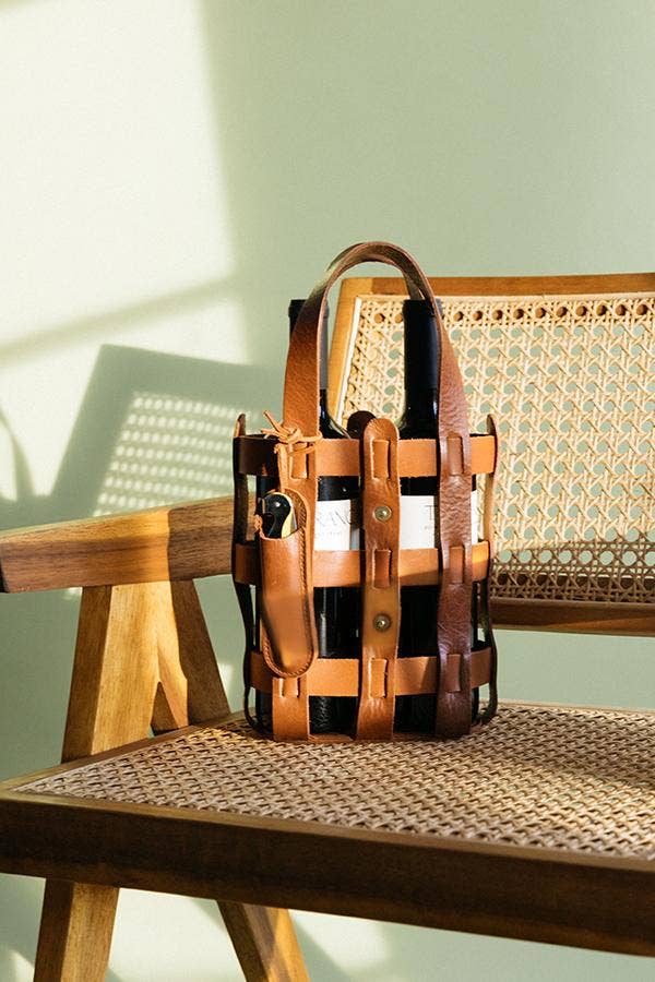 Bougie Leather Wine Tote