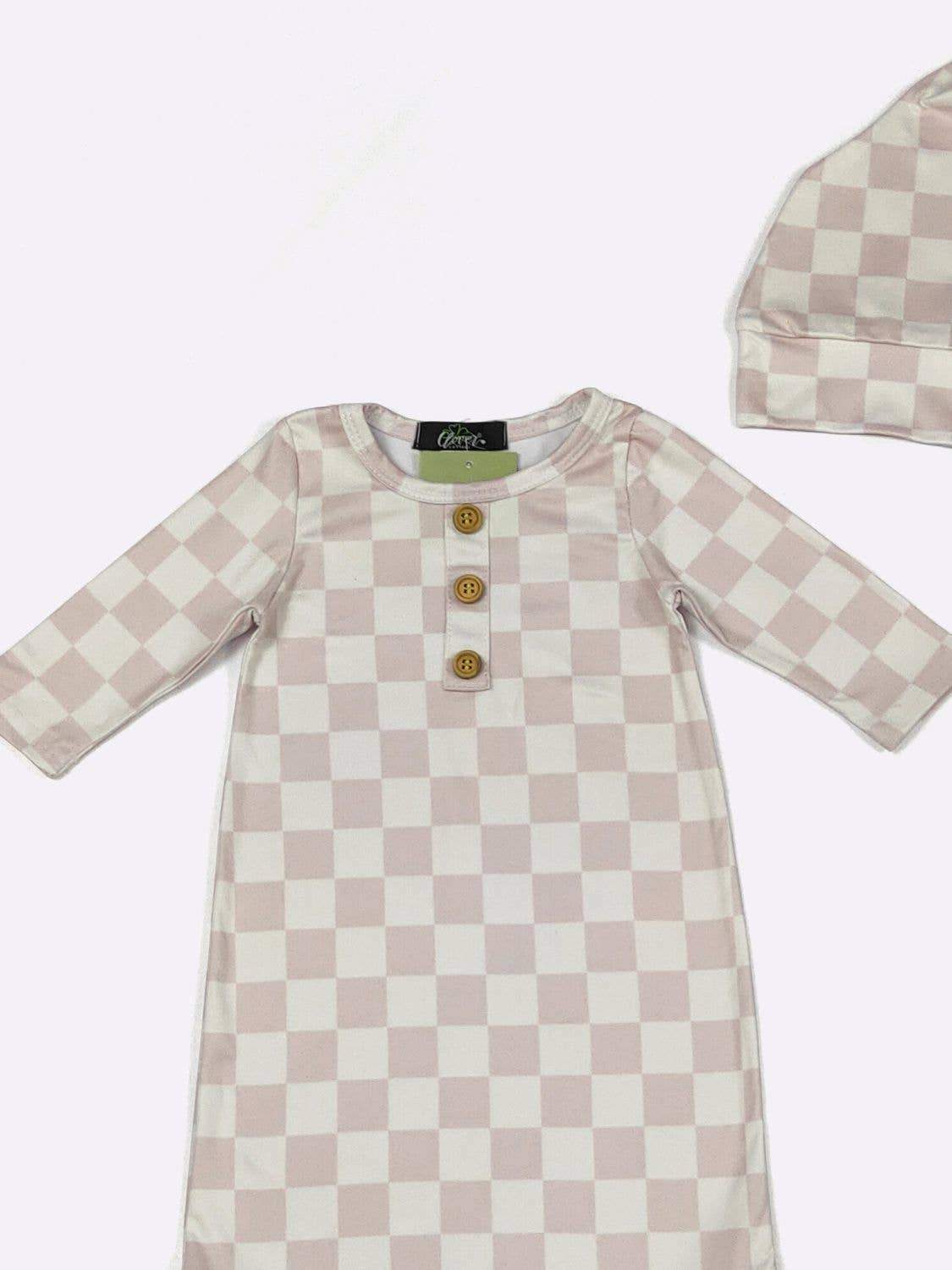 Tan Checkered | Knotted Gown