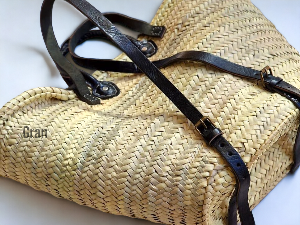 French Market Backpack | Leather + Moroccan Straw