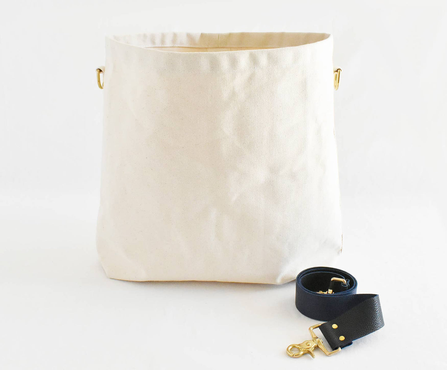 Tote Bag | Navy & Black Leather Strap