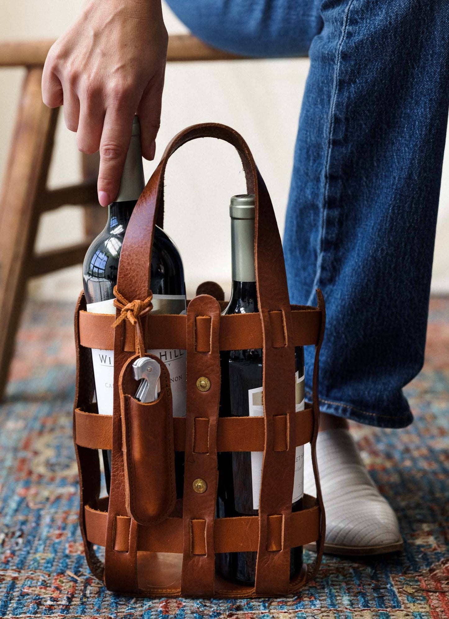 Bougie Leather Wine Tote