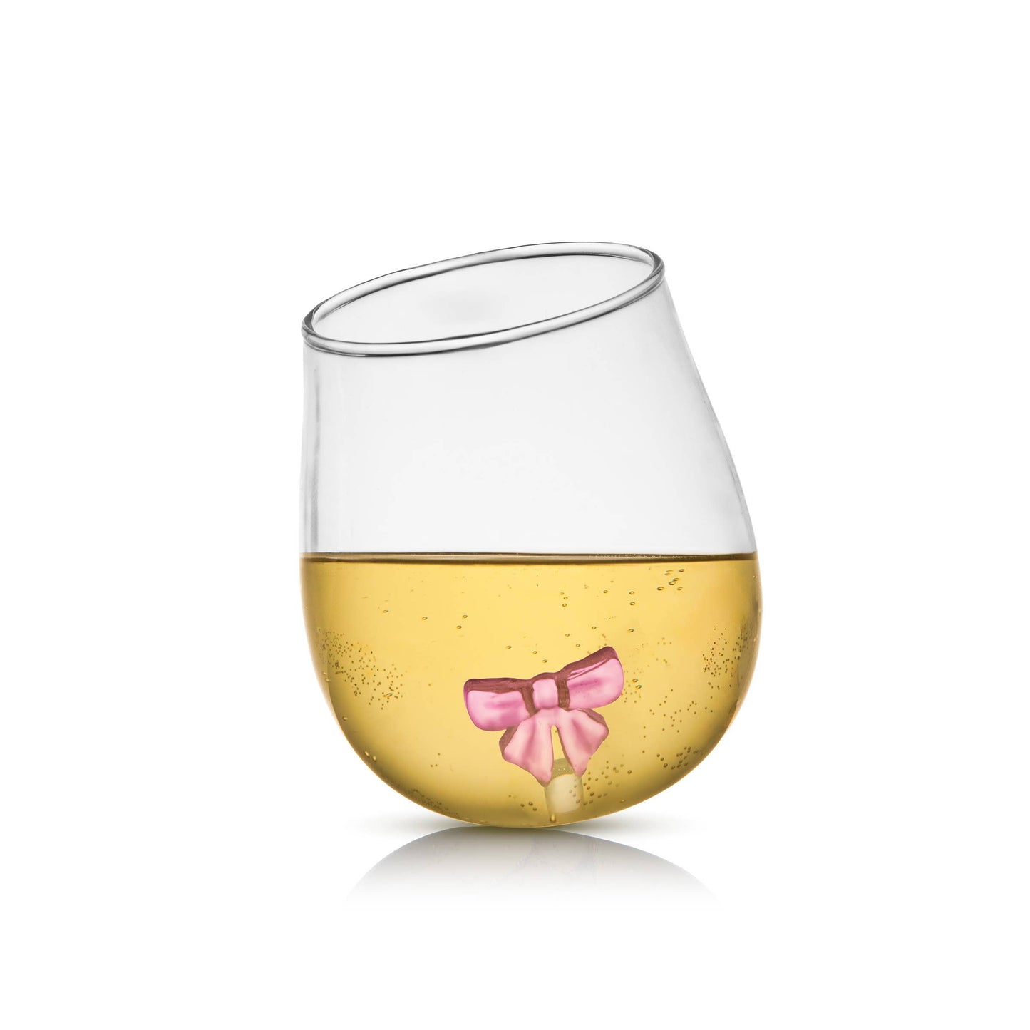 Pink Bow | Stemless Wine Glass