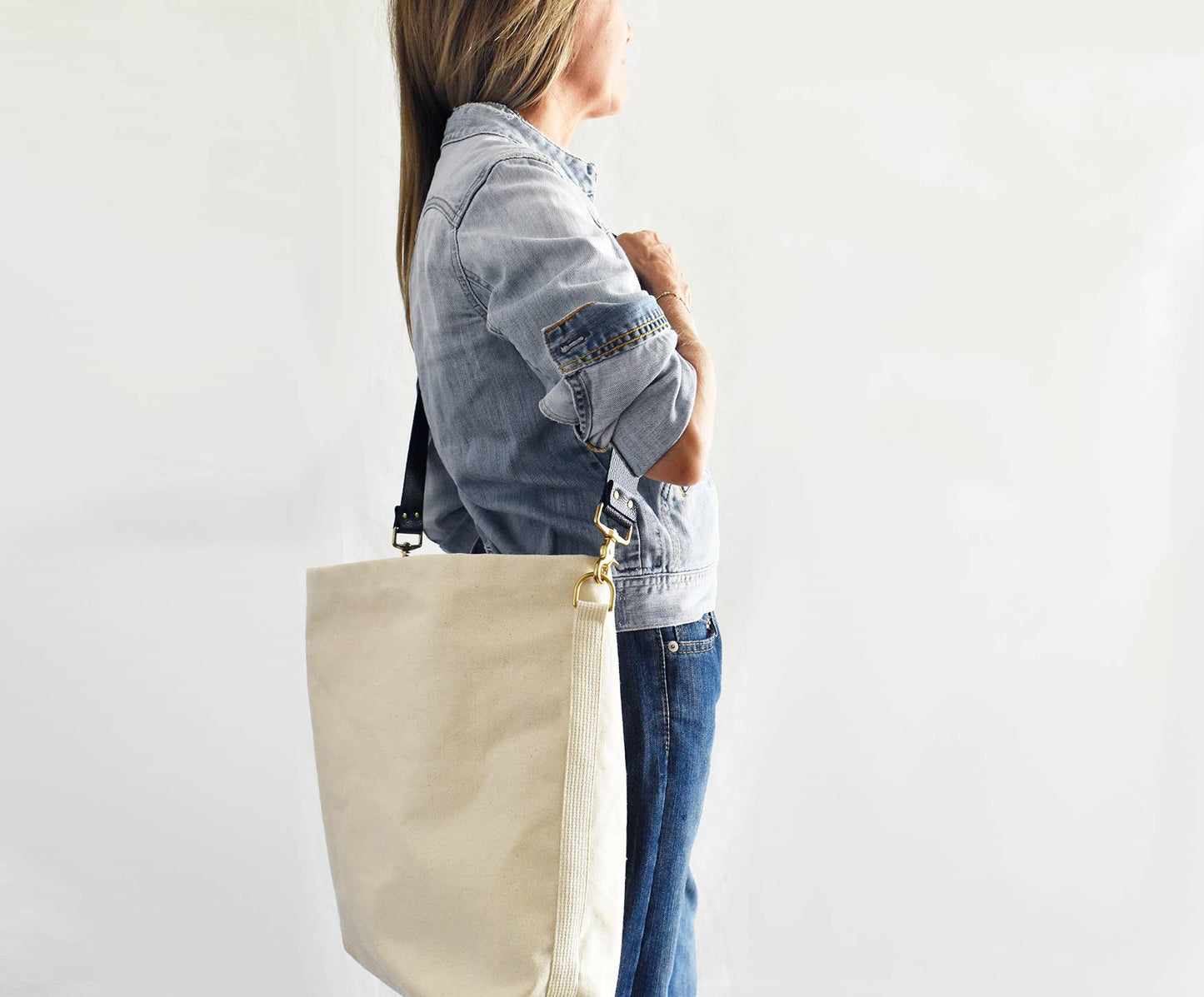 Tote Bag | Navy & Black Leather Strap