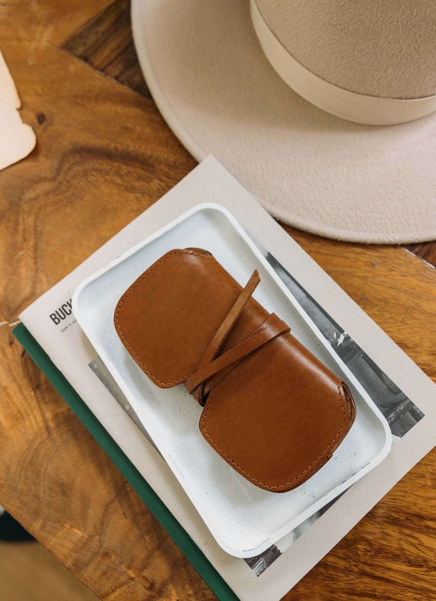 Leather Cord Wrap Sunglasses Case | Desert Black