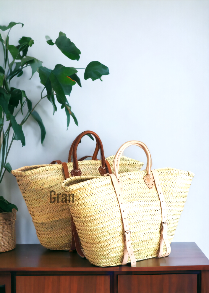 French Market Backpack | Leather + Moroccan Straw