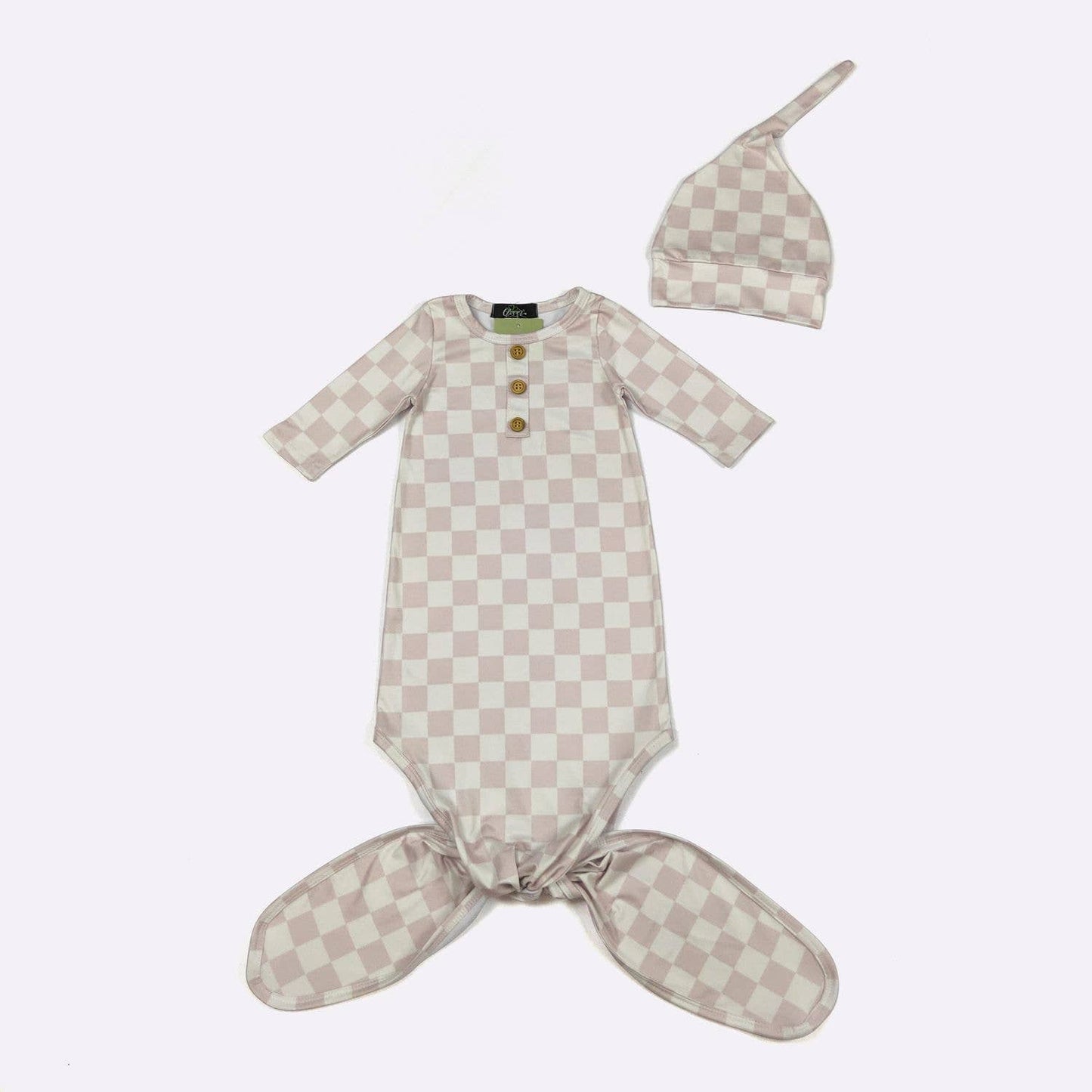 Tan Checkered | Knotted Gown