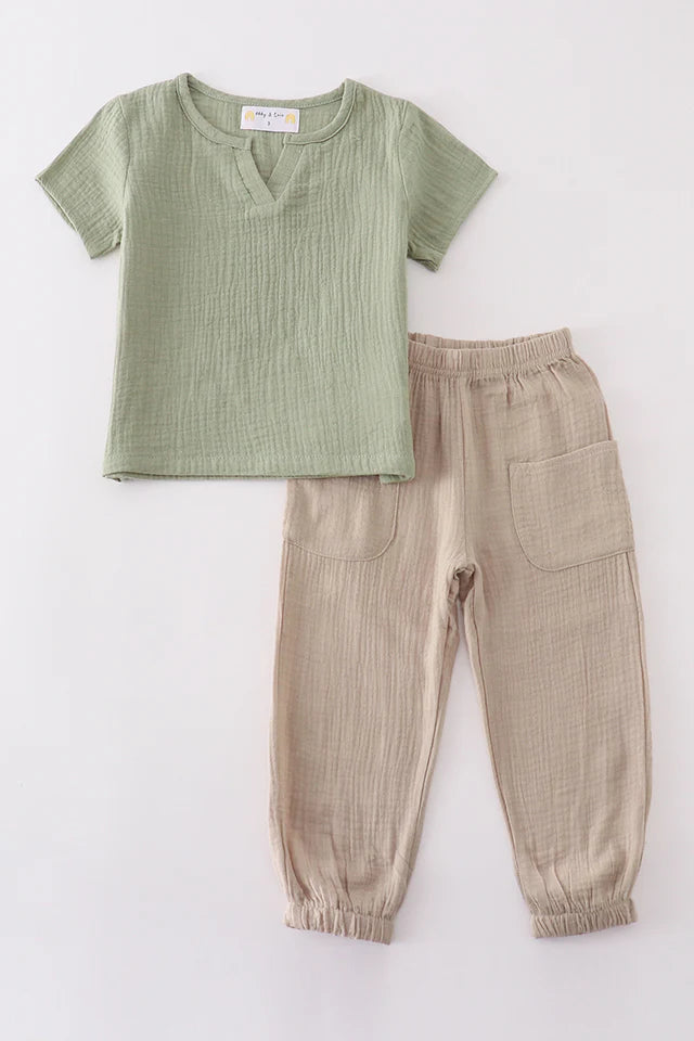 Sage | Muslin Jogger Set
