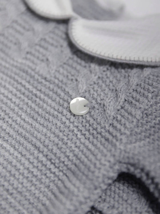 Round Collar Knit Romper | Gray