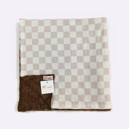 Tan Checkered | Minky Blanket