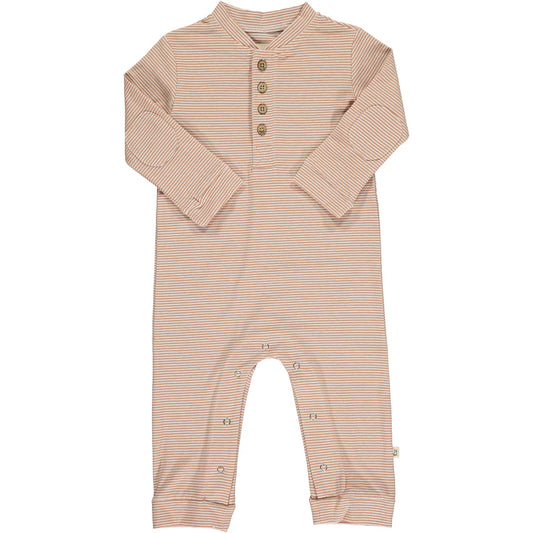 Henley Romper | Pumpkin Stripe